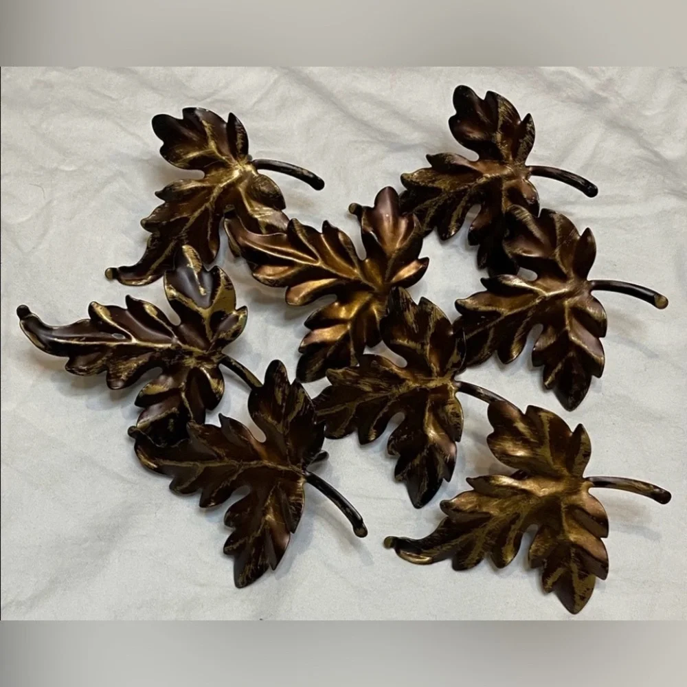 Bronze Leaf Napkin Holders Set. 8 Total.